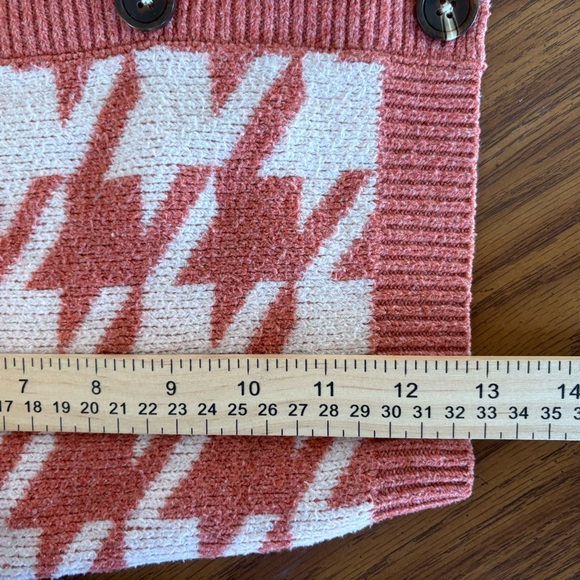 Art Class Girls Houndstooth Coral And Cream Button Up Cardigan Cropped Girls 8 - Picture 7 of 9